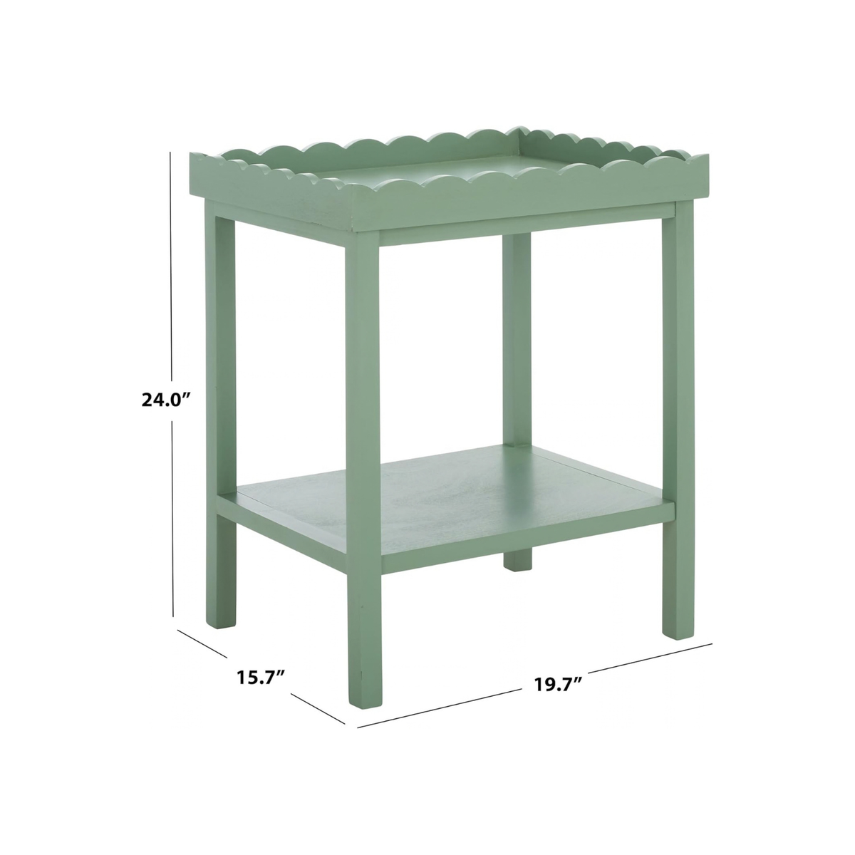 Hallie Scalloped Side Table in Mint Green