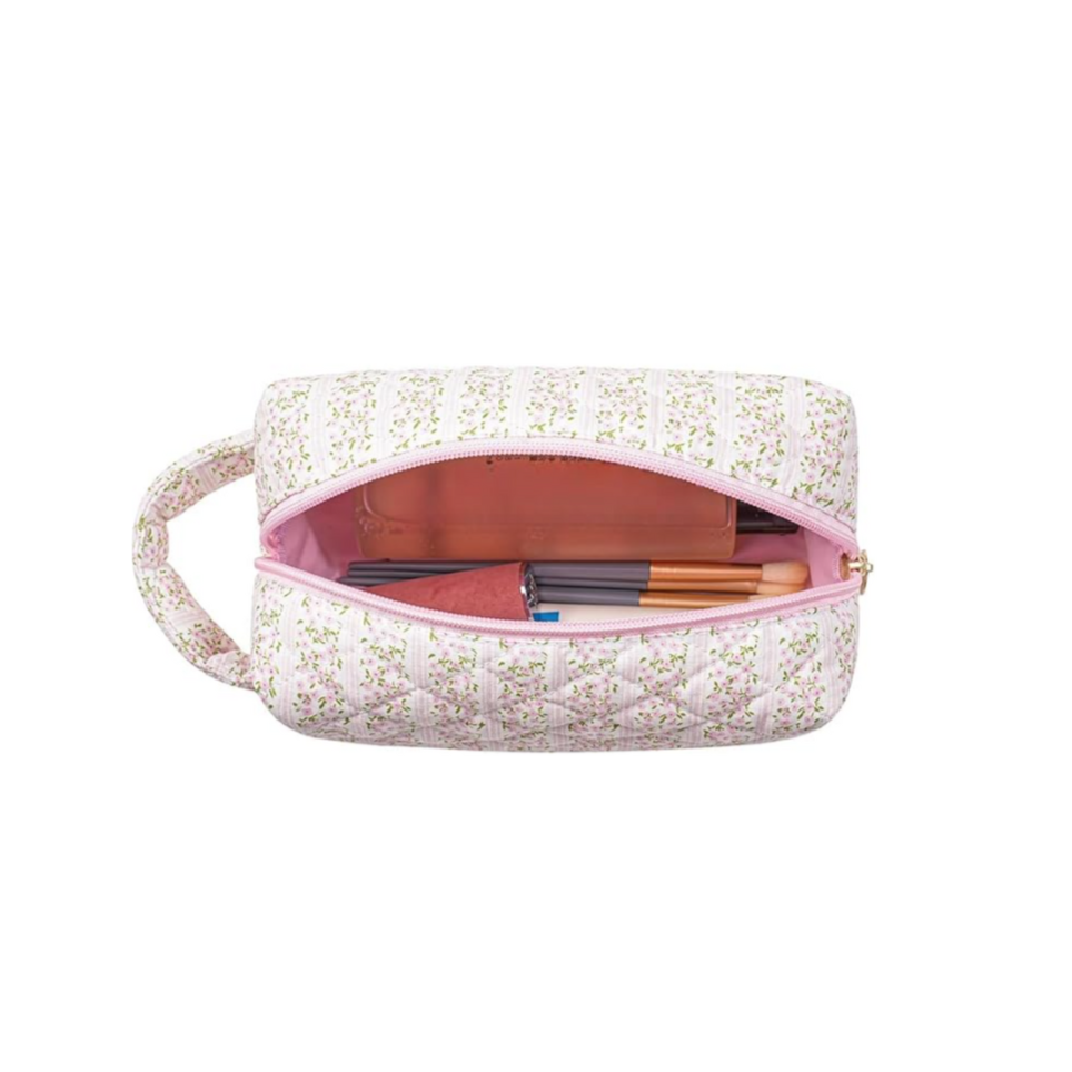 Pink Ditsy Floral Pouch with Handle