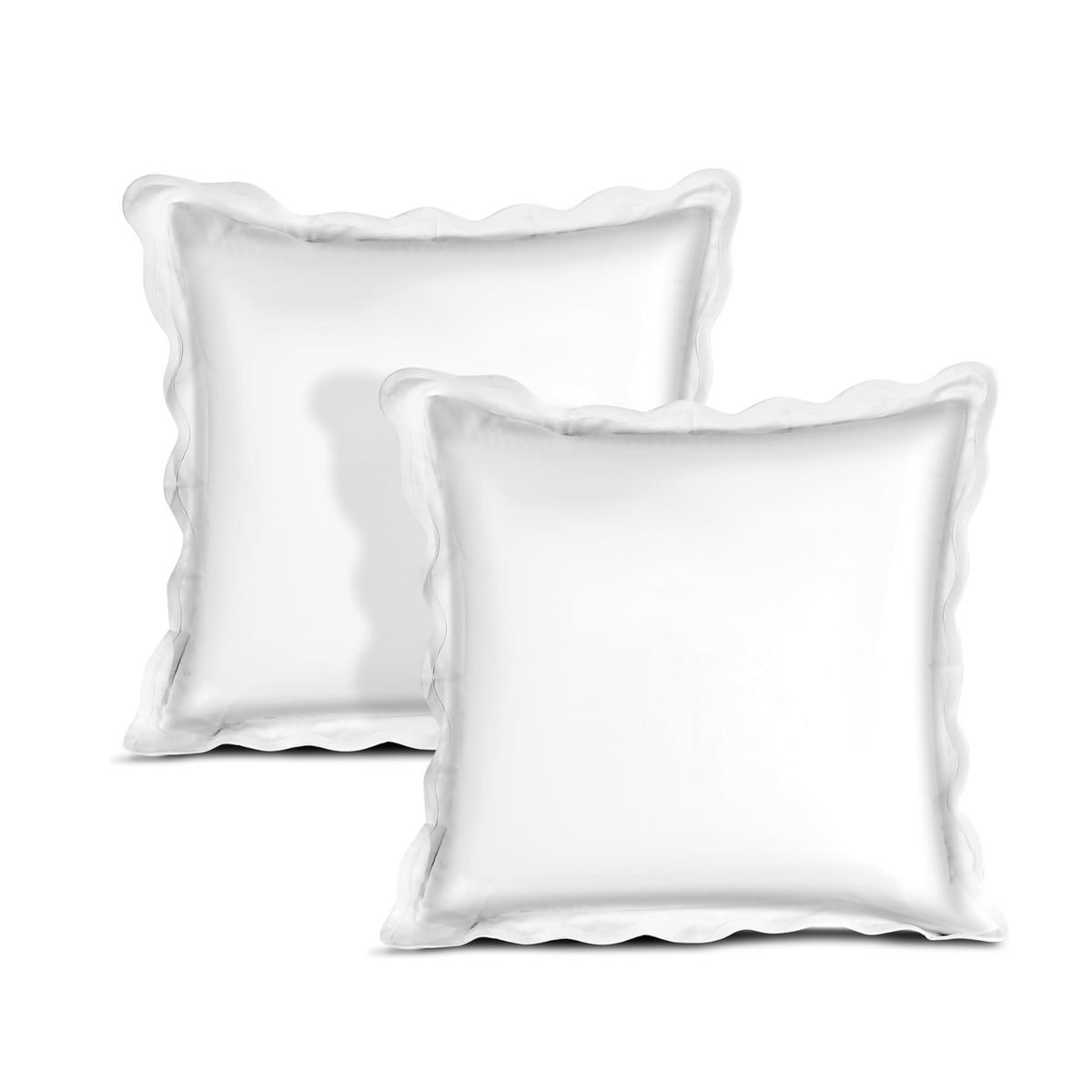 White Scalloped Euro Sham Pillow- 24" x 24"