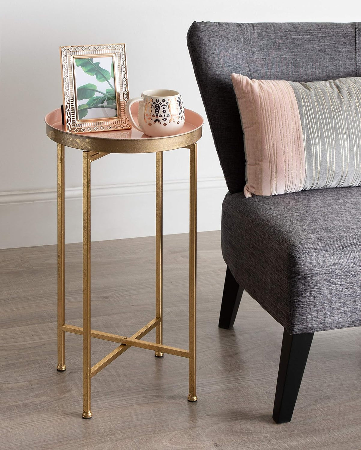 Callie Round Tray Table with Light Pink
