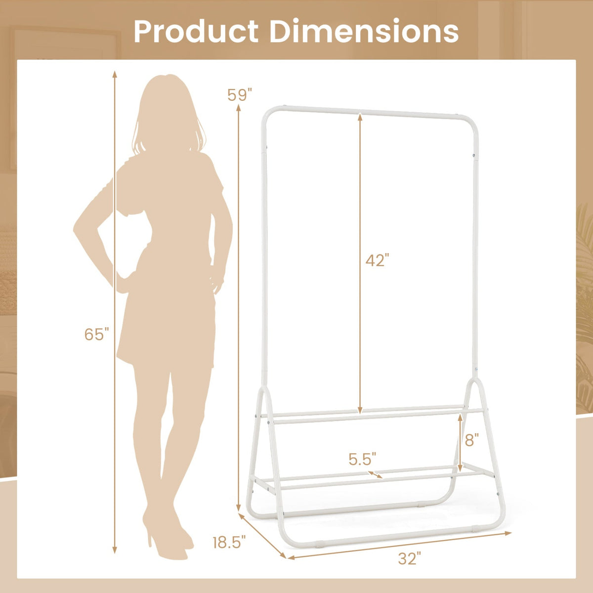 Clothes Rack with Hanging Rod and Storage Shelves
