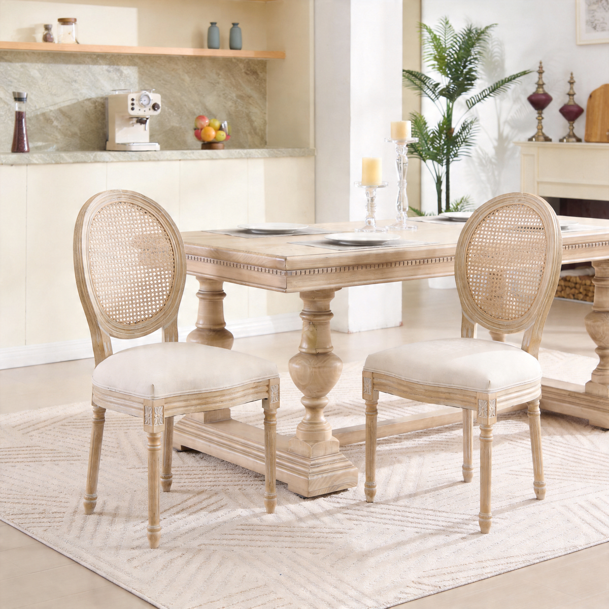 French Country Rattan Chair (Set of 2)