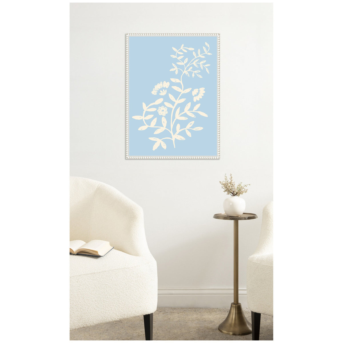 Botanical Pale Blue Framed Canvas