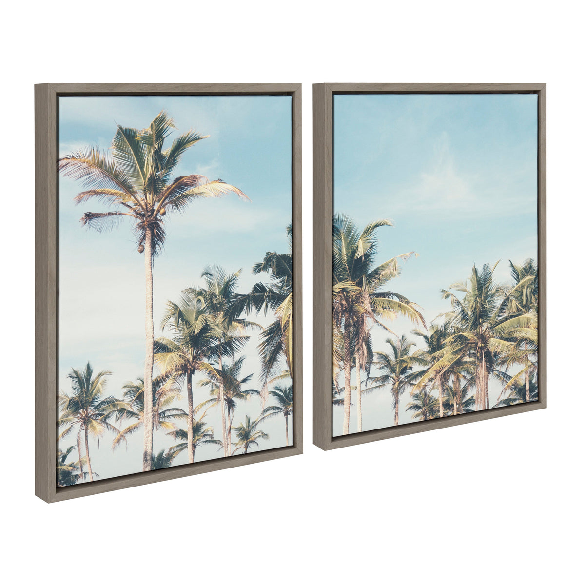 Coastal Palm Tree Beach Framed Canvas Set