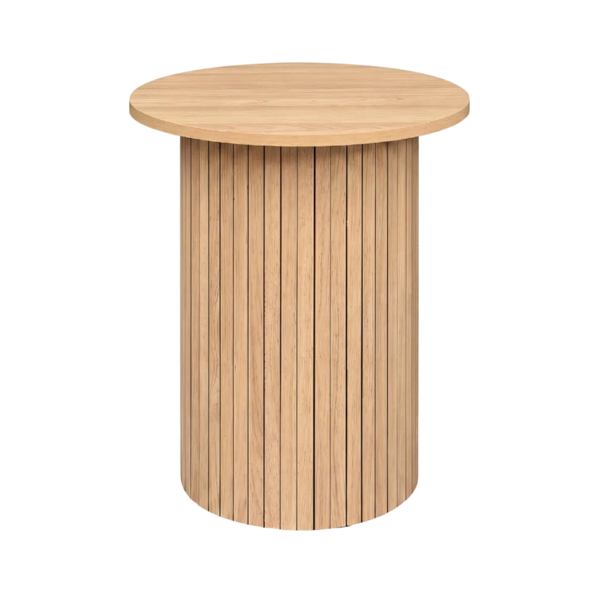 Natural Wood Fluted Side Table