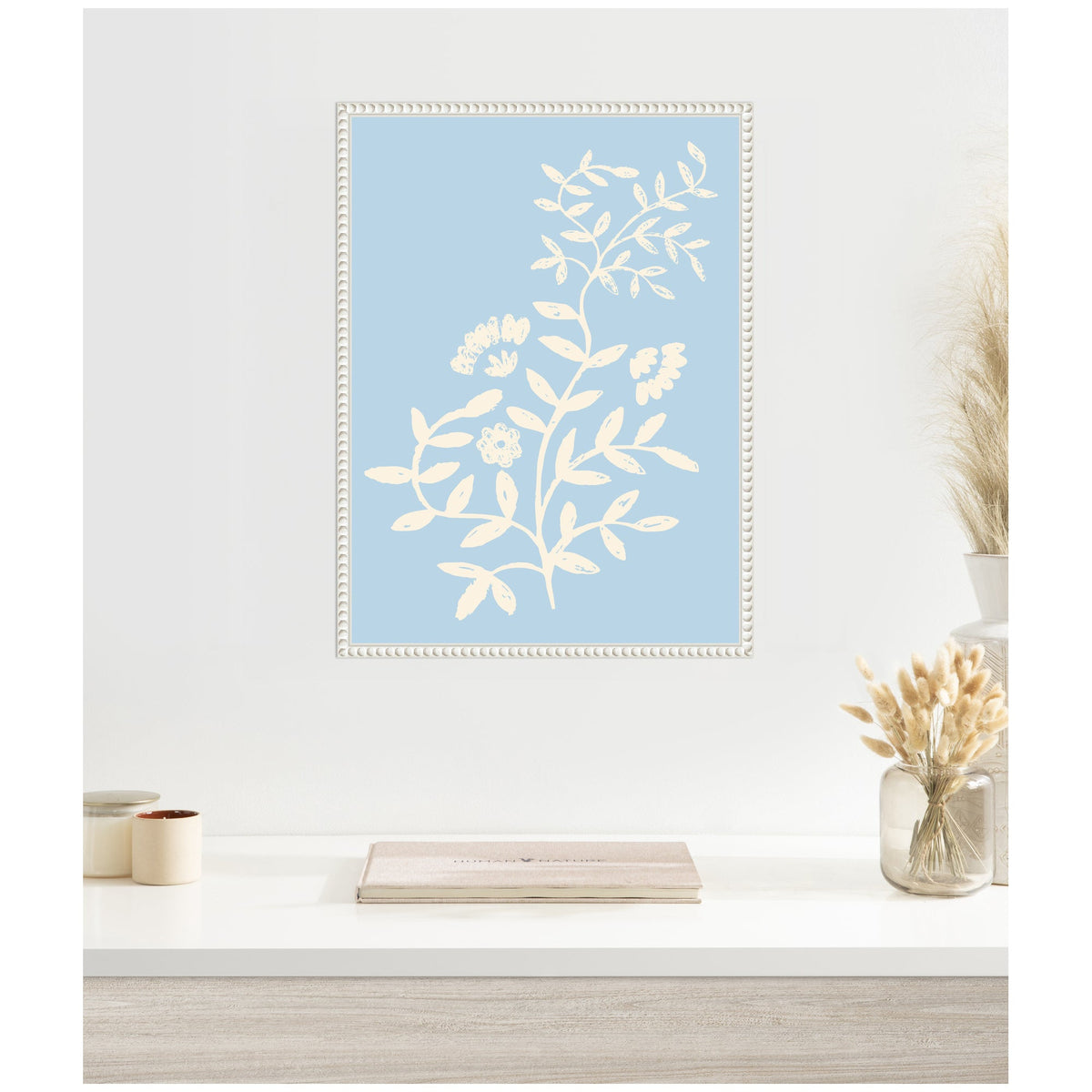 Botanical Pale Blue Framed Canvas