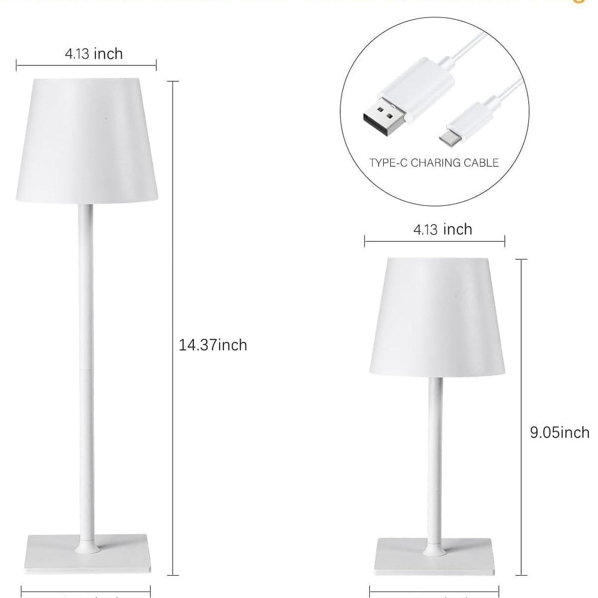 Rechargeable Touch Lamps in White (set of 2)