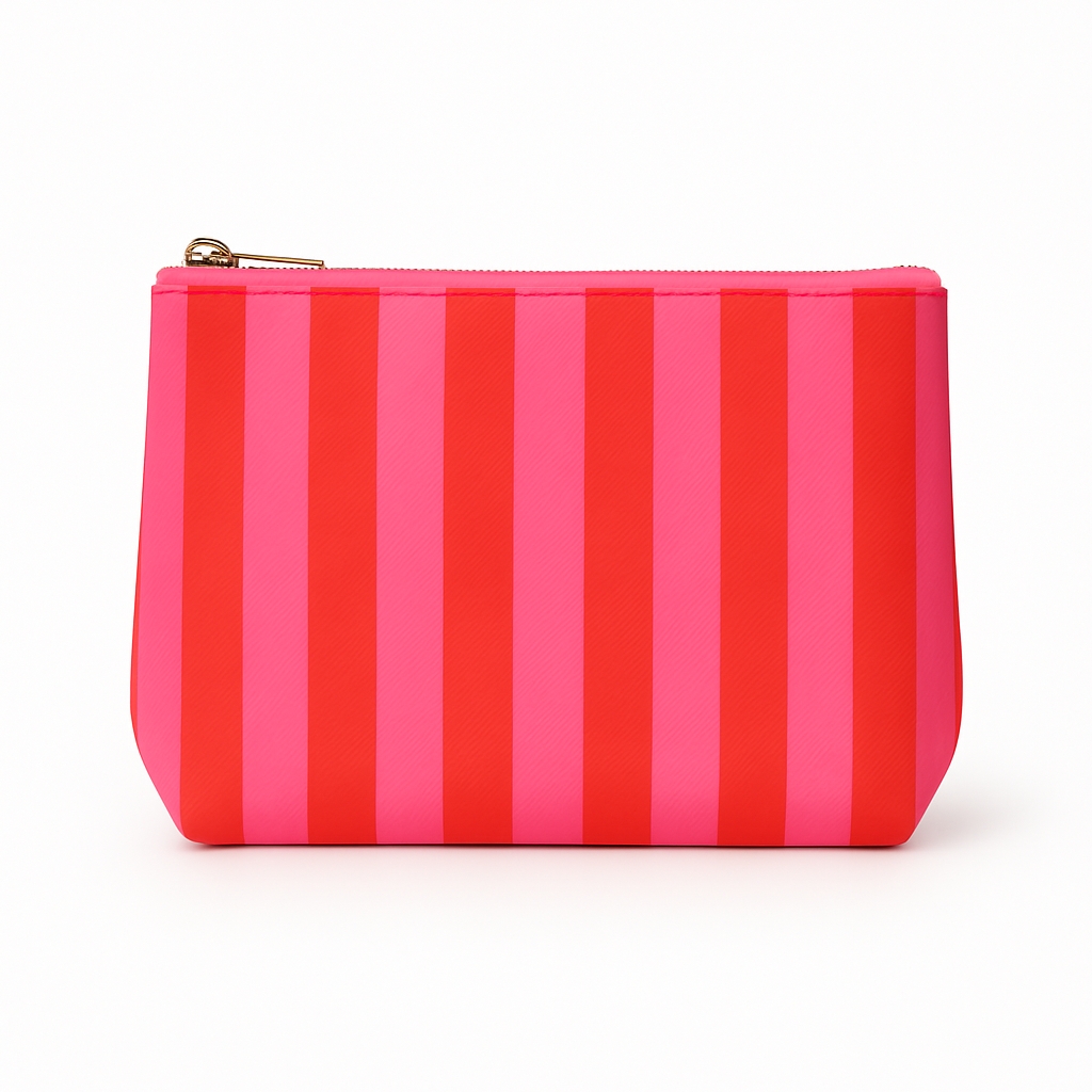 Pink & Red Striped Pouch