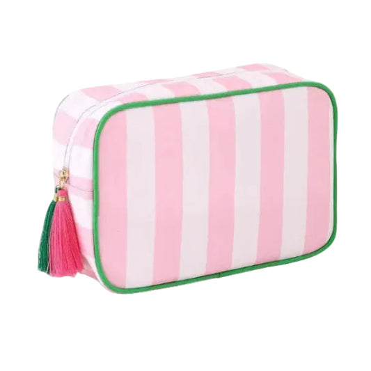 Cabana Stripe Pouch in Pink & White