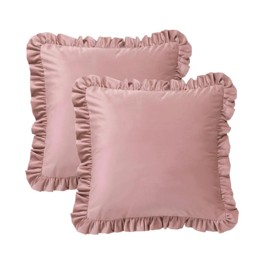 Pink Velvet Ruffle Pillow - 22" x 22"