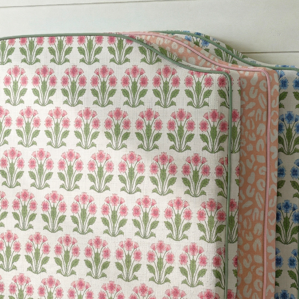 Dorm Headboard | Dianthus Block Print in Pink