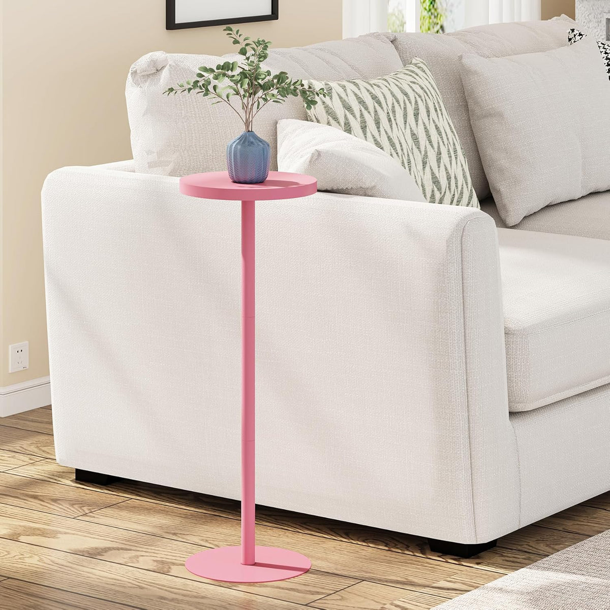 Small Drink Pedestal Table in Pink