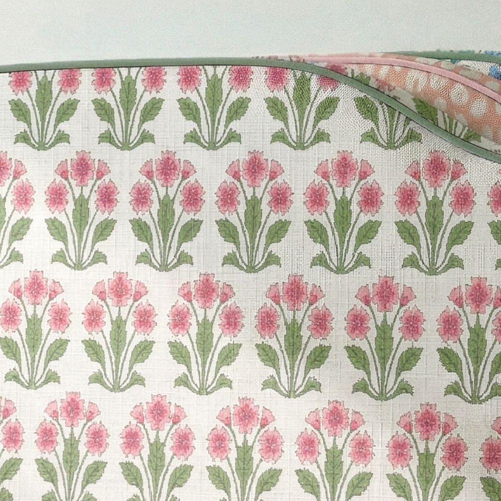 Dorm Headboard | Dianthus Block Print in Pink