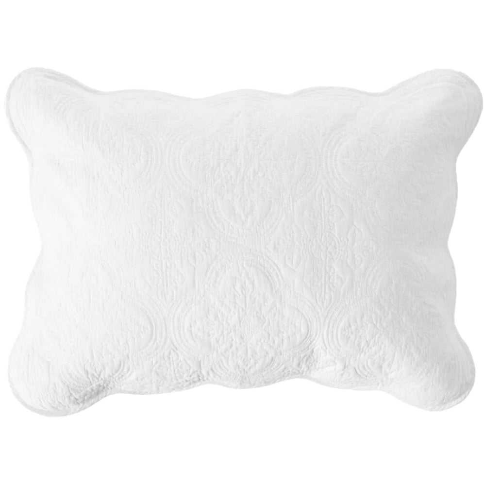 White Scalloped Cotton Quilt Bedding Set