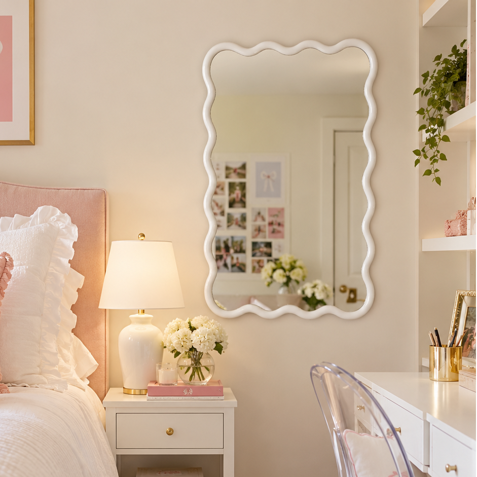 Wavy Solid Wood Wall Mirror – 20" x 30"