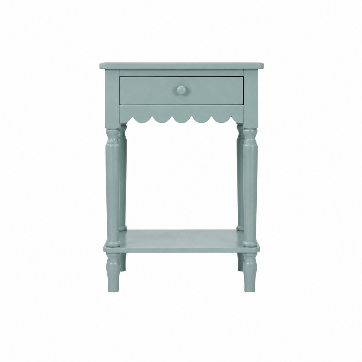 Layla Scalloped Wood Side Table in Robin's Egg Blue