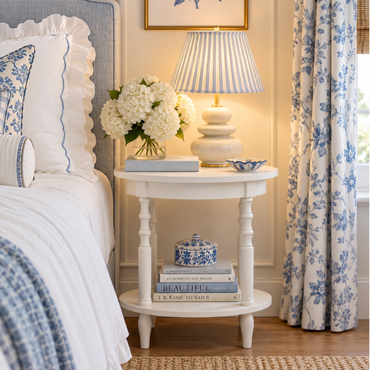 Estelle Oval Side Table with Shelf