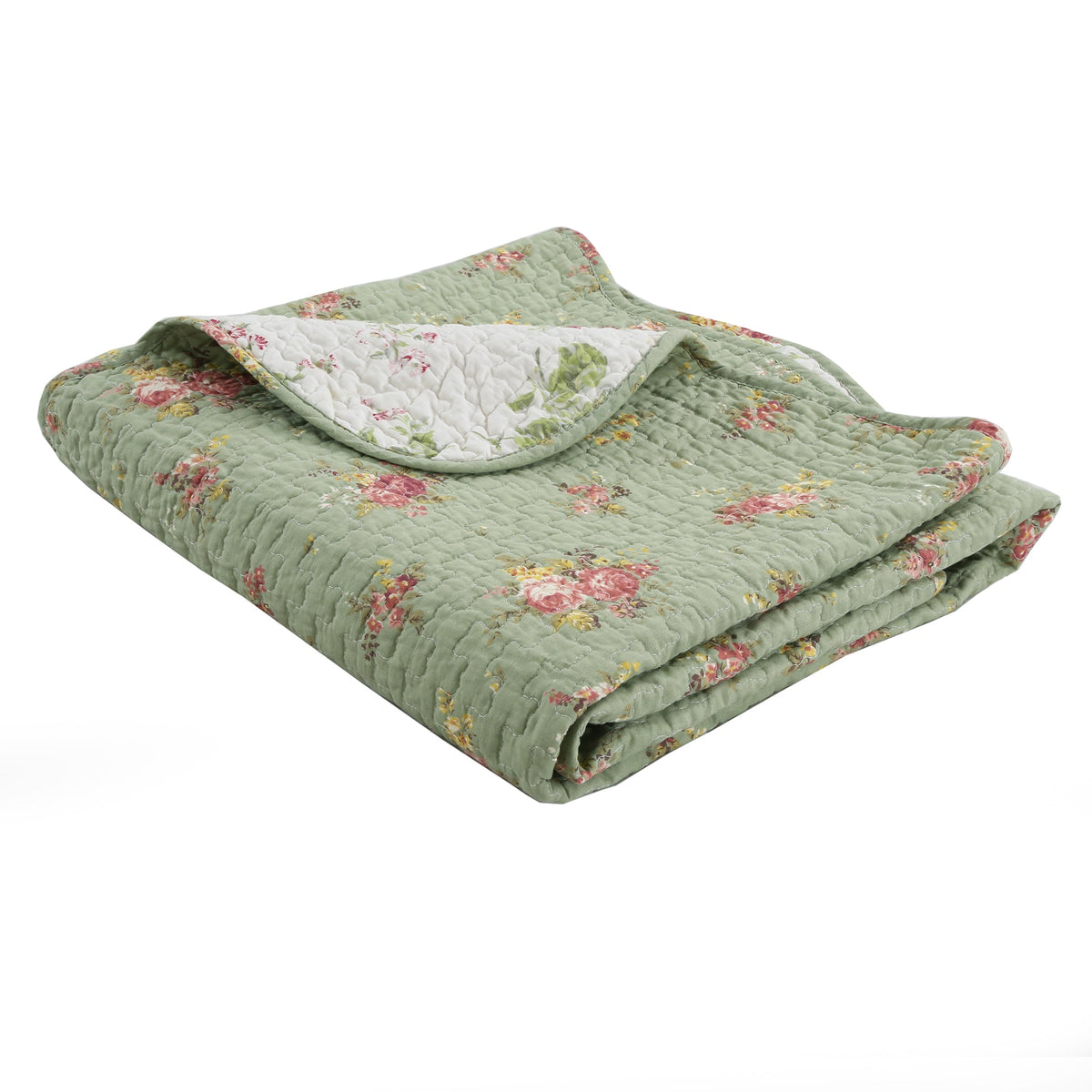 Emily Floral Scalloped Quilted Throw Blanket