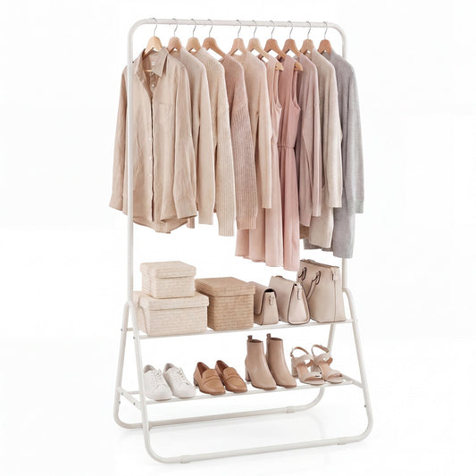 Clothes Rack with Hanging Rod and Storage Shelves