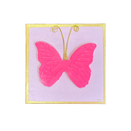 Pink Butterfly Art on Canvas