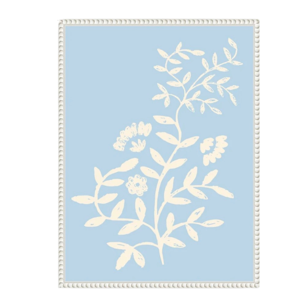 Botanical Pale Blue Framed Canvas