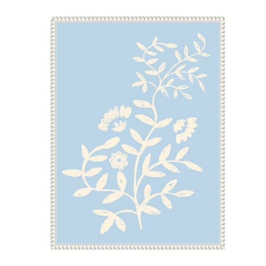 Botanical Pale Blue Framed Canvas