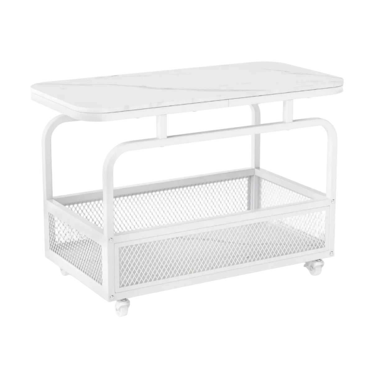 Rolling Side Table with Storage Basket