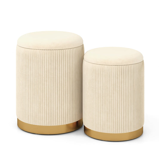 Velvet Storage Ottoman (Set of 2)