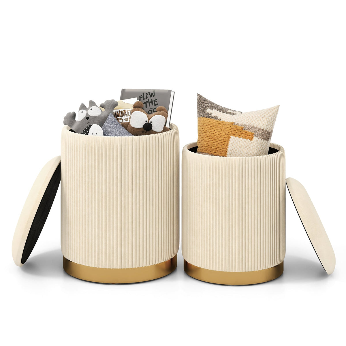 Velvet Storage Ottoman (Set of 2)