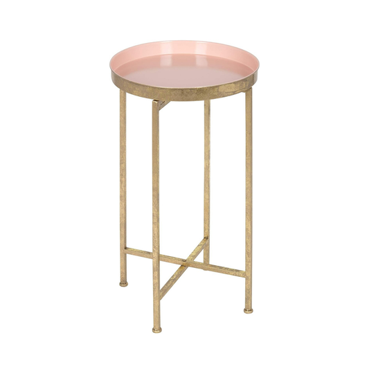 Callie Round Tray Table with Light Pink