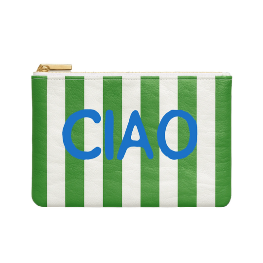 Ciao Pouch-Green & White stripe