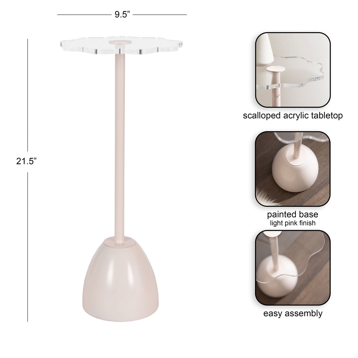 Amari Scalloped Acrylic Drink Table