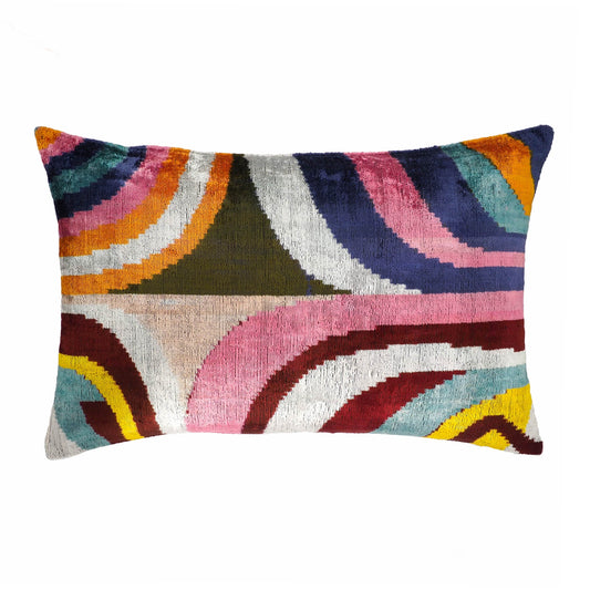 Dandy Velvet Ikat Throw Pillow, 16”x 24”
