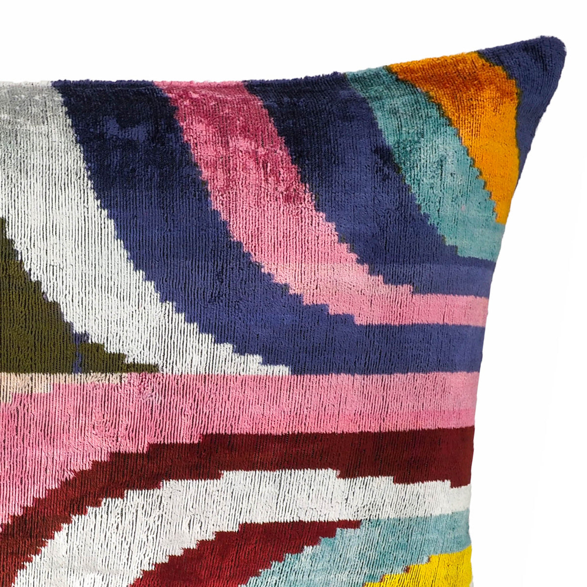 Dandy Velvet Ikat Throw Pillow, 16”x 24”