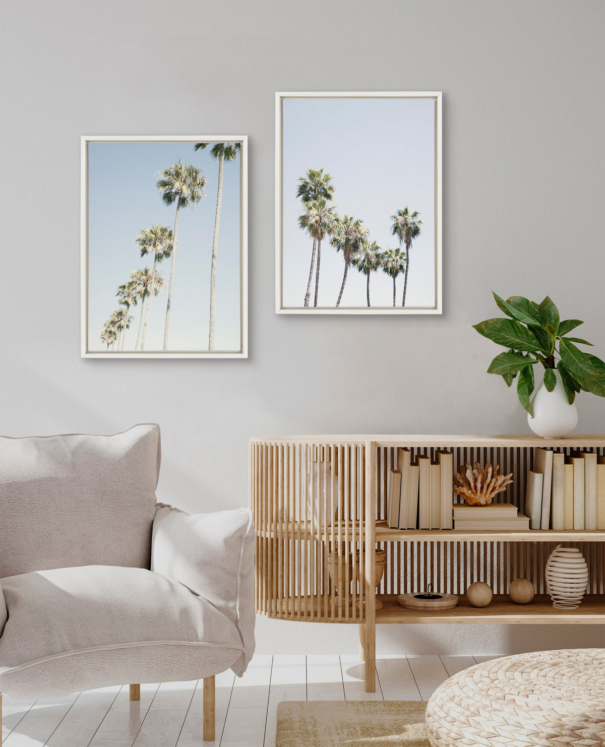 LA Palm Trees Framed Canvas Set