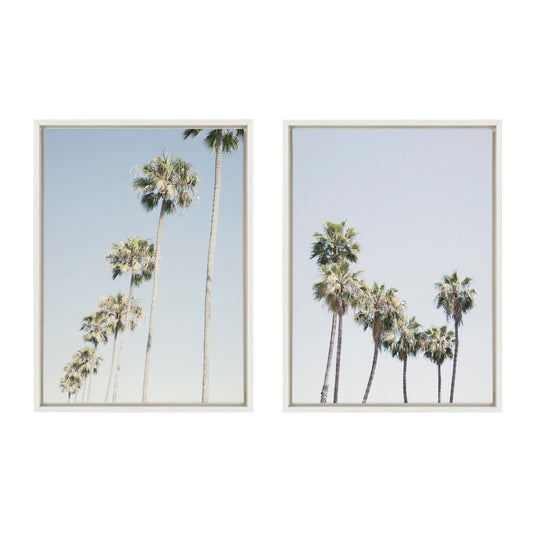 LA Palm Trees Framed Canvas Set