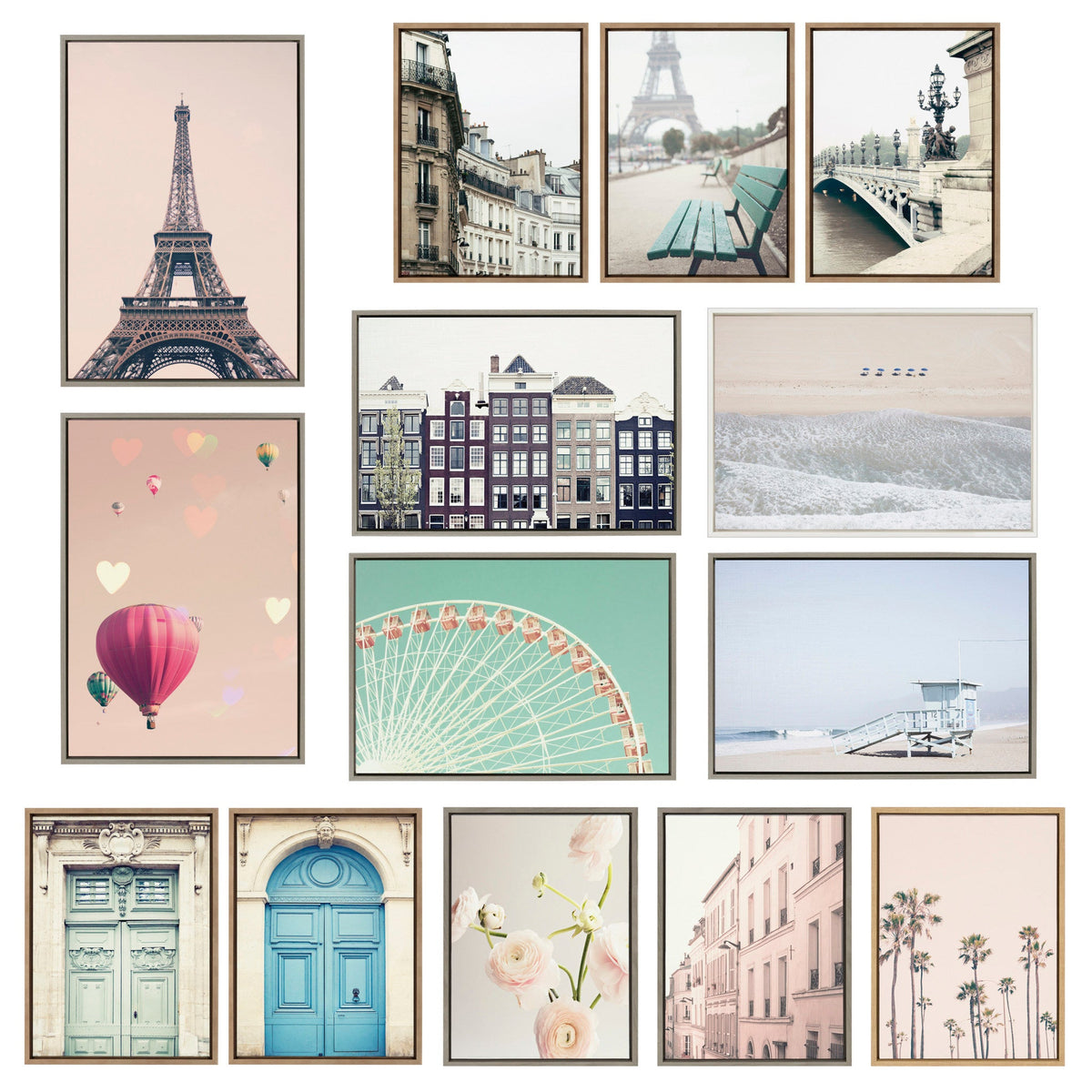 LA Palm Trees Framed Canvas Set